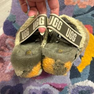 Ugh sling back fuzzy slides